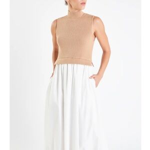 English Factory Mixed Media Turtle Neck Midi Dress.